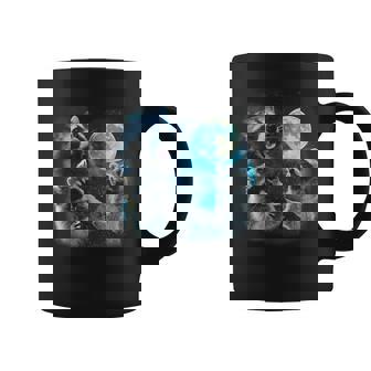 Three Raccoon Howling At The Moon 3 Raccoons Starry Night Graphic Print Coffee Mug - Monsterry