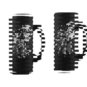 Three Raccoons Howl At Moon 3 Wolfs Parody Raccoon Graphic Print Coffee Mug - Monsterry