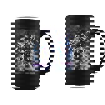 Three Raccoons Howling At The Moons 3 Raccoon Starry Night Graphic Print Coffee Mug - Monsterry