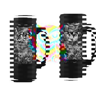 Tie-Dye Owl Peace Sign Hippie Coffee Mug - Thegiftio