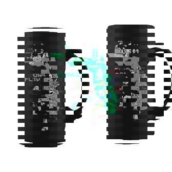 Tourism Map Of Florida State USA Major Cities Flag Graphic Print Coffee Mug - Monsterry
