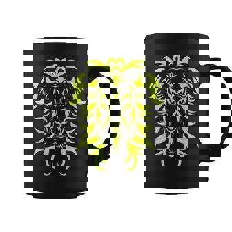 Tribal Lion Tattoo Art Yellow Graphic Print Coffee Mug - Monsterry