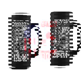 Trucker For Freedom Convoy 2022 American Canadian Flag Graphic Print Coffee Mug - Monsterry