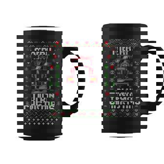 Trucker Truck Driver Ugly Xmas Merry Trucking Christmas Graphic Print Coffee Mug - Monsterry