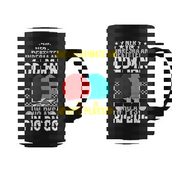 Never Underestimate An Old Man Who Plays Ping Pong Graphic Print Coffee Mug - Monsterry