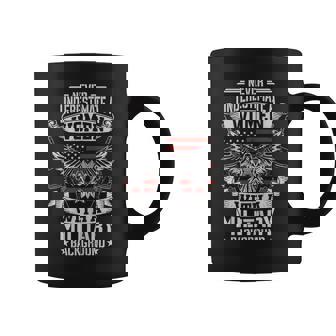 Never Underestimate A Women With A Military Background Graphic Print Coffee Mug - Monsterry