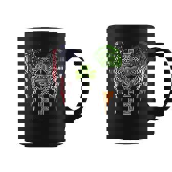 USA Flag Celtic Cross Irish American St Patrick's Day Graphic Print Coffee Mug - Monsterry