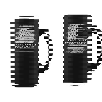 USA Flag Cross Country American US Cross Country Running Graphic Print Coffee Mug - Monsterry