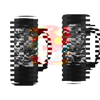 Vagues Marines D'art Japonais Avec Soleil Bande Dessinée Tasse - Cadeauxyz
