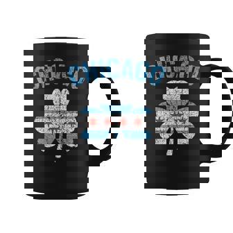 Vintage Chicago Flag Shamrock Clover Irish Pride St Patricks Graphic Print Coffee Mug - Monsterry