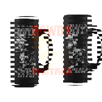 Vintage Howdy Partner Dachshund Cowboy Puppy Dogs Parents Graphic Print Coffee Mug - Monsterry