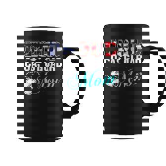 Vintage Proud Coast Guard Mom With American Flag Graphic Print Coffee Mug - Monsterry