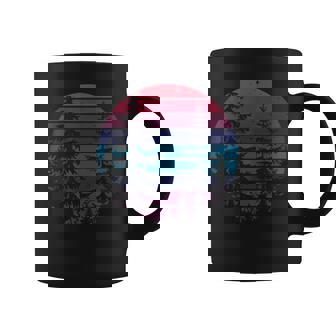 Vintage Retro Sunset Forest Pine Trees Outdoor Nature Design Graphic Print Coffee Mug - Monsterry