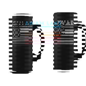 Vintage Sunset American Flag Swan Lake Georgia Graphic Print Coffee Mug - Monsterry