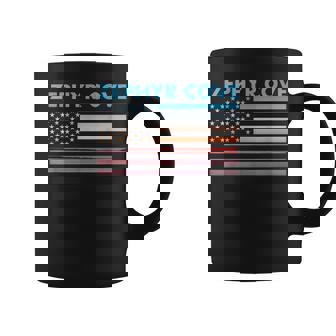 Vintage Sunset American Flag Zephyr Cove Nevada Graphic Print Coffee Mug - Monsterry