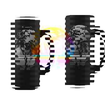 Vintage Sunset Palm Tree Idea Beach Lovers Graphic Print Coffee Mug - Monsterry