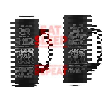 Vintage Yeet Apparel Saying Eat Sleep Repeat Coffee Mug | Mazezy