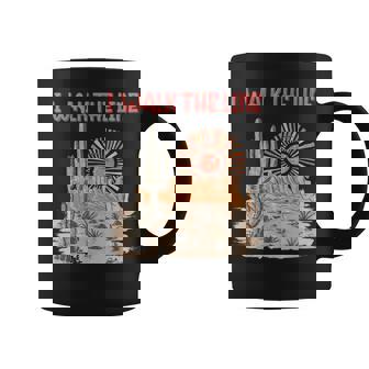 I Walk This Line Cute Cactus Western Rodeo Howdy & Mountains Graphic Print Coffee Mug - Monsterry