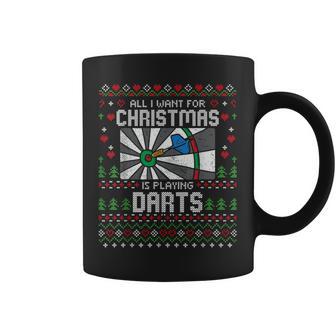 All I Want For Christmas Is Playing Darts Ugly Xmas Sweater Tassen - Geschenkecke