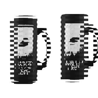 I Want To Leave Simple Silhouette Alien UFO Graphic Print Coffee Mug - Monsterry