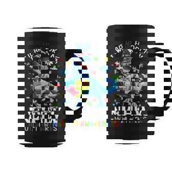 I Wear Blue For My Nephew Autism Awareness Dinosaur Boys Coffee Mug - Thegiftio UK
