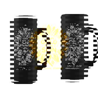 I Wear Gold For My Son Gold Sunflower Childhood Cancer Graphic Print Coffee Mug - Monsterry