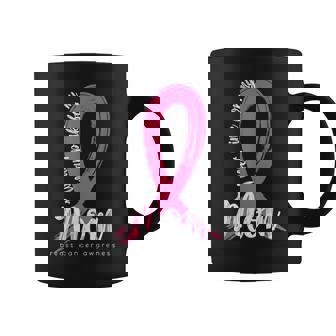 I Wear Pink For My Mom Family Cancer Awareness Support Graphic Print Coffee Mug - Monsterry