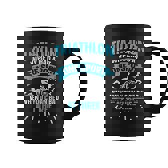 Why Be Bad At One Sport You Can Be Bad At Three Triathlon Taza de café - Regaloses