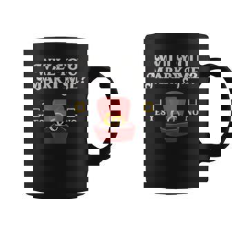 Will You Marry Me Sign Proposal Engaged Rings For Him Graphic Print Coffee Mug - Monsterry