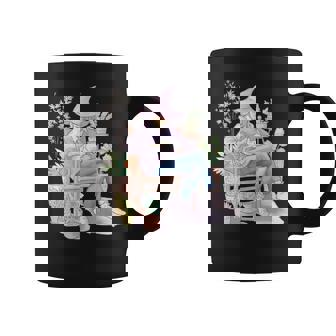 Witch Outside Petting Her Cat On a Rocker Chair Graphic Print Coffee Mug - Monsterry