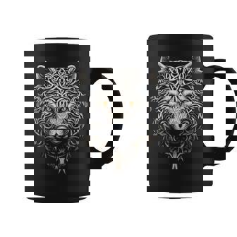 Wolf Art Plants Tree Animal Lover Mandala Graphic Wolf Graphic Print Coffee Mug - Monsterry