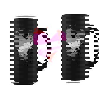 Women Paintsplash Heart For Lipstick Lesbian Pride Flag Graphic Print Coffee Mug - Monsterry