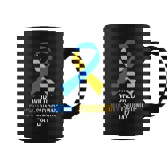 World Down Syndrome Day Pocket Blue And Yellow Ribbon Coffee Mug - Thegiftio UK