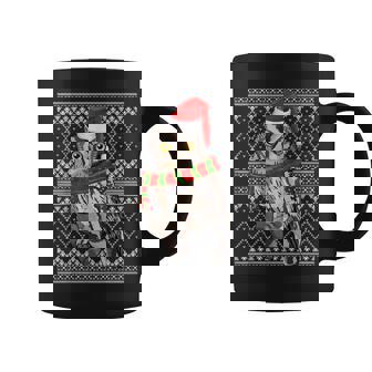 Xmas Bird Santa Hat Whiskered Screech-Owl Ugly Christmas Graphic Print Coffee Mug - Monsterry