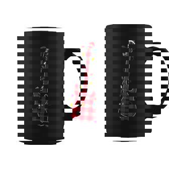 Xmas Red And Buffalo Plaid Guitar With Santa Hat Graphic Print Coffee Mug - Monsterry