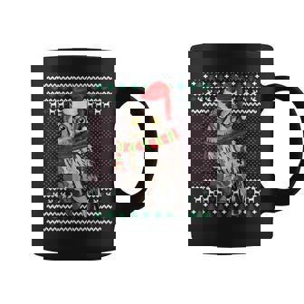 Xmas Santa Hat Whiskered Screech-Owl Ugly Christmas Graphic Print Coffee Mug - Monsterry