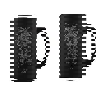 Yaqui Mexican Indian Tribe Wicked Skull Feathers Retro Graphic Print Coffee Mug - Monsterry