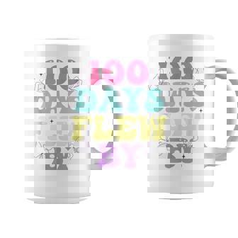 100 Days Flew By 100 Days Of School Groovy Butterflies Girls Coffee Mug | Seseable CA