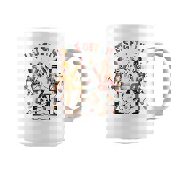 Aesthetic Christmas Light & Nut Cracker Let's Get Lit Xmas Graphic Print Coffee Mug - Monsterry