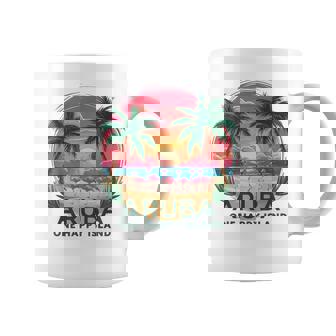 Aruba's One Happy Island Beautiful Sunset Beach Flamingo Coffee Mug - Monsterry