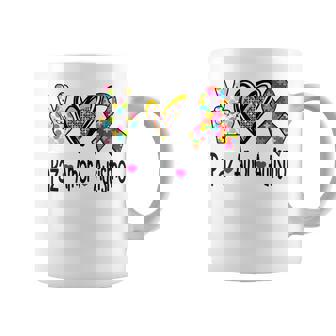 Autismo -Paz Amor Autismo En Español- Regalo Familia Manga Larga Taza de café - Regaloses