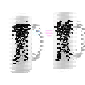 Boxer Dog 4 Julio Bandera De Estados Unidos Manga Larga Taza de café - Regaloses