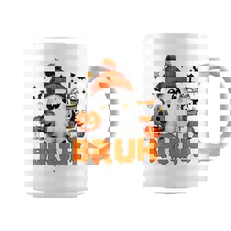 Bruh Ghost I Mean Boo Halloween Ghost Drinking Latte Coffee Graphic Print Coffee Mug - Monsterry