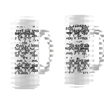 Checkered Bow Flag Race Car Racing Cute Coquette Bow Coffee Mug - Thegiftio