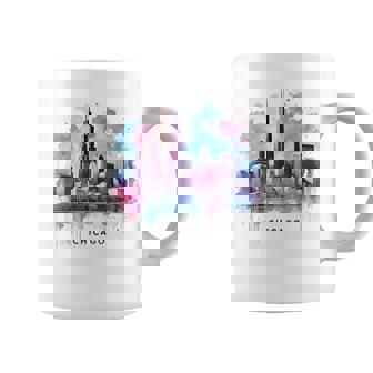 Chicago City Skyline Cityscape Watercolor Tourists Women Coffee Mug - Thegiftio