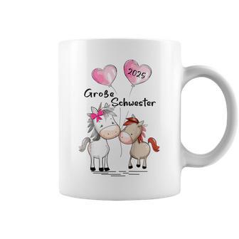 Children's Big Sister 2025 Horses Baby Pregnancy Announcement Gray Tassen - Geschenkecke