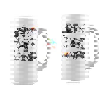 Coquette Bow Checkered Flag Racing Lover Monster Truck Racer Coffee Mug - Monsterry