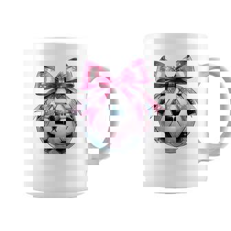 Coquette Bow Soccer Disco Ball Pink Ribbon Mom Coffee Mug | Seseable CA