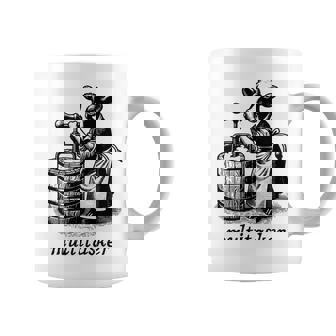Cow Churning Butter Multitasker Dairy Cattle Humor Graphic Print Coffee Mug - Monsterry