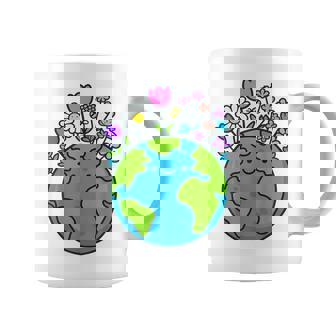 Earth Day 2025 Cute Earth With Floral Coffee Mug | Mazezy